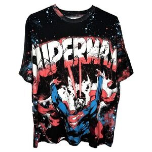 Superman AOP Shirt Laser Eyes Flying Through the Universe Mens XL DC Comics